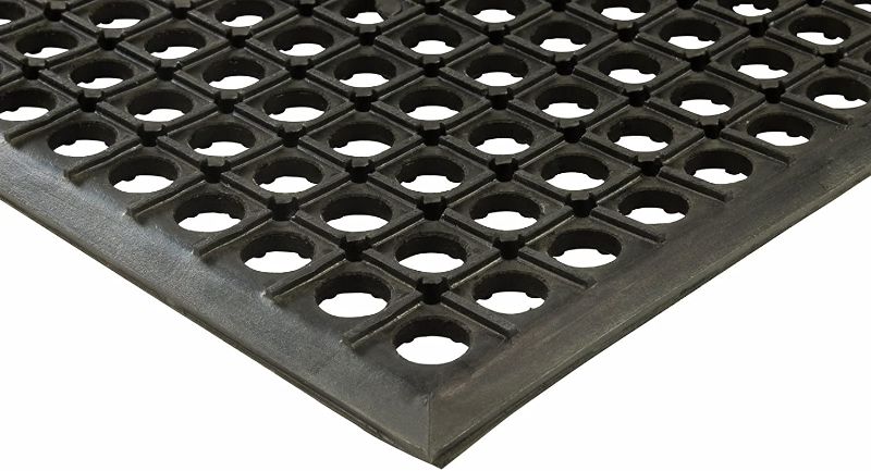 Photo 1 of 3X Erie Tools 3x5 Black Rubber Drainage Floor Mat 36" x 60" Anti-Fatigue Anti-Slip
