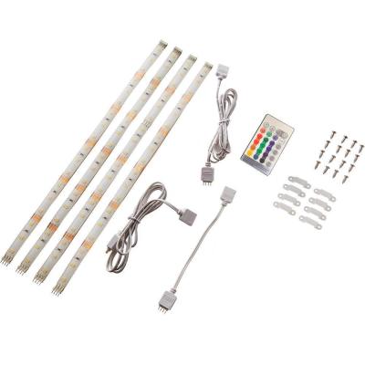 Photo 1 of 3 PK Commercial Electric 12 in. (30 cm) Linkable RGBW Indoor LED Flexible Tape Light Kit (4-Strip Pack)
