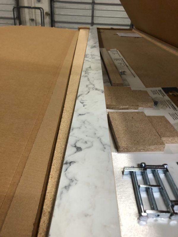 Photo 4 of 8 ft. White Laminate Countertop Kit With Left Miter and Full Wrap Ogee Edge in Marmo Bianco Marble
