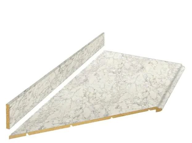 Photo 1 of 8 ft. White Laminate Countertop Kit With Left Miter and Full Wrap Ogee Edge in Marmo Bianco Marble

