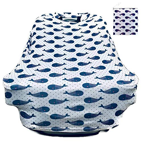 Photo 1 of Baby car seat Canopy by Seedlings Haven (White-Blue Whale)
