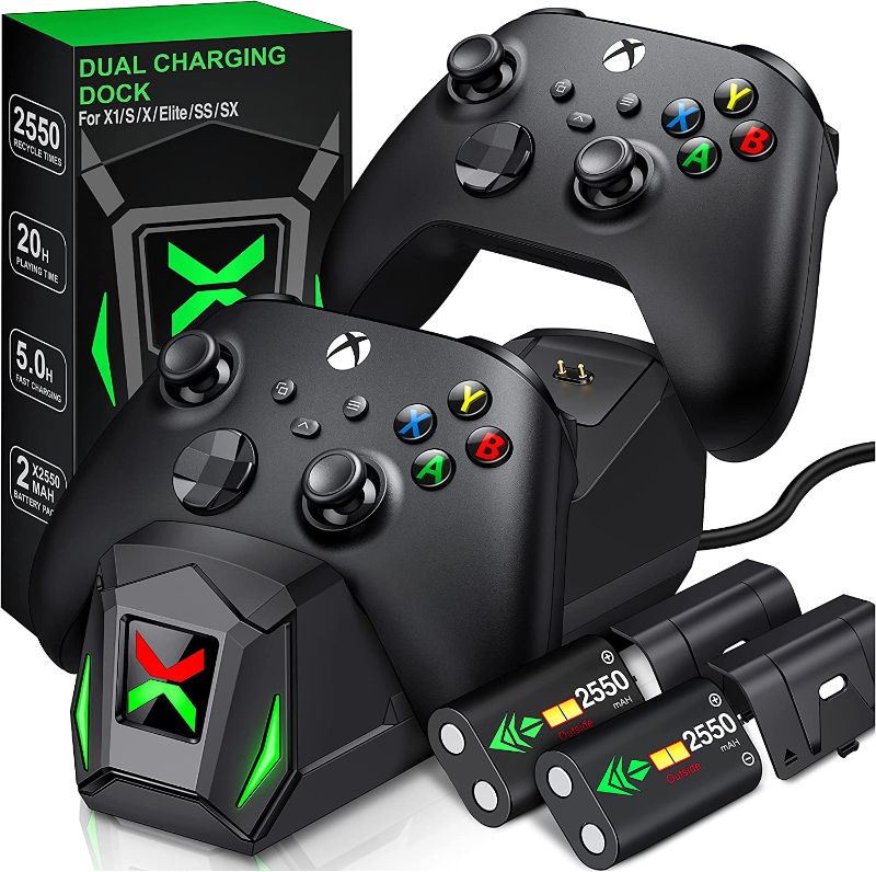 Photo 1 of Controller Charger Station with 2x2550mAh Rechargeable Battery Packs for Xbox One/Series X|S Controller, Dual Charging Dock for Xbox One Controller Battery Pack with 4 Batteries Covers for Xbox
Factory Sealed
