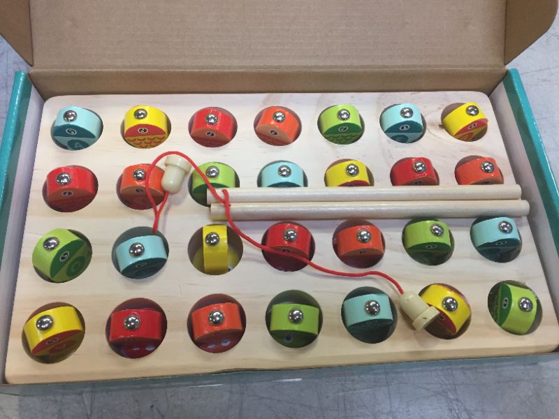 Photo 1 of Garlictoys Wooden Magnetic Fishing Game Fine Motor Skill Toy ABC Alphabet Color Sorting Puzzle ,Montessori Letters Cognition Preschool Education Gift for 3+Years Old Toddler Kid.
