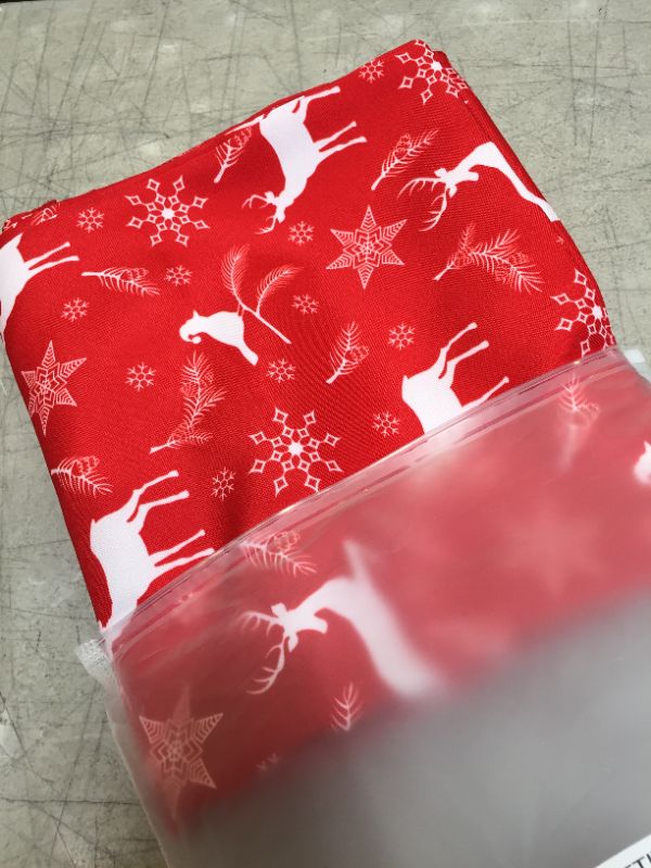 Photo 2 of Christmas Rectangle Tablecloth - Red Printed Reindeer Snowflake Decorative Waterproof Washable Polyester Table Cloths for Xmas Dinner/New Year's Eve/Party Decoration/Holiday (60 x 84 inch)
