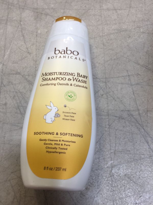 Photo 2 of Babo Botanicals Oatmilk Moisturizing Baby Shampoo and Wash, calendula 8 Fl Oz EXP 05/2023
