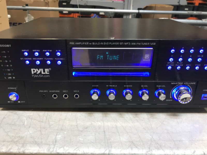 Photo 5 of 4-Channel Home Theater Bluetooth Preamplifier - 3000 Watt Stereo Speaker Home Audio Receiver Preamp w/ Radio, USB, 2 Microphone w/ Echo for Karaoke, CD DVD Player, LCD, Rack Mount - Pyle PD3000BT
