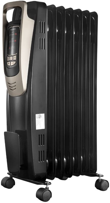 Photo 1 of PELONIS Oil Filled Radiator Heater Luxurious Champagne Portable Space Heater with Programmable Thermostat, 10H Timer, Remote Control, Tip Over&Overheating Functions, Quiet Heater for Home Office
