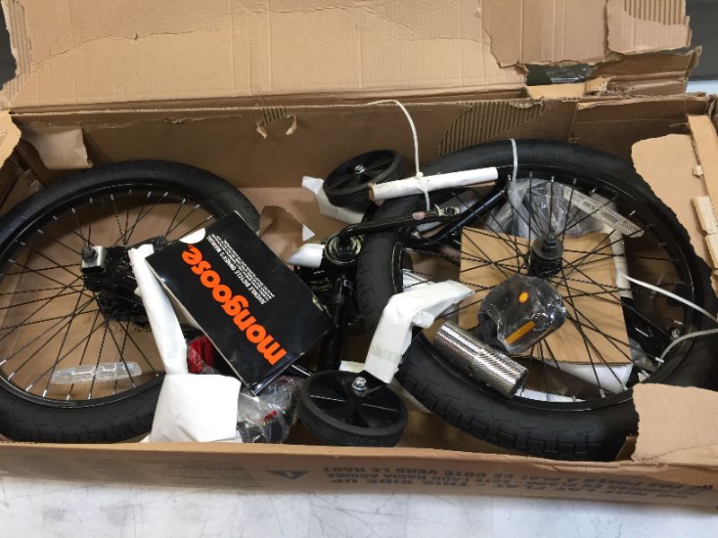 Photo 1 of Mongoose Switch BMX Bike for Kids, 18-Inch Wheels, Includes Removable Training Wheels , Black
