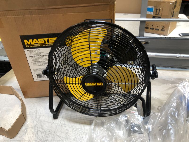 Photo 2 of Master 12 Inch Industrial High Velocity Floor Fan - Direct Drive, All-Metal Construction with Steel-Coated Safety Grill, 3 Speed Settings (MAC-12F)
