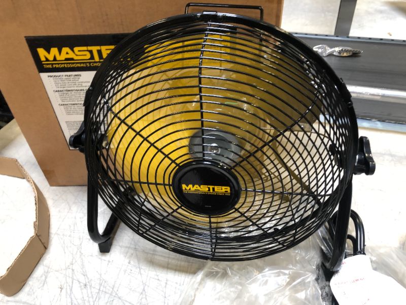 Photo 3 of Master 12 Inch Industrial High Velocity Floor Fan - Direct Drive, All-Metal Construction with Steel-Coated Safety Grill, 3 Speed Settings (MAC-12F)
