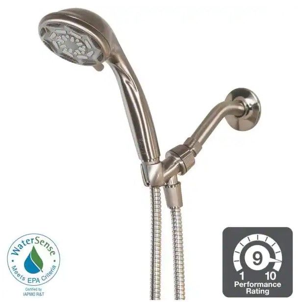 Photo 1 of 6-Spray 4 in. Wall Mount Handheld Shower Head in Brushed Nickel
