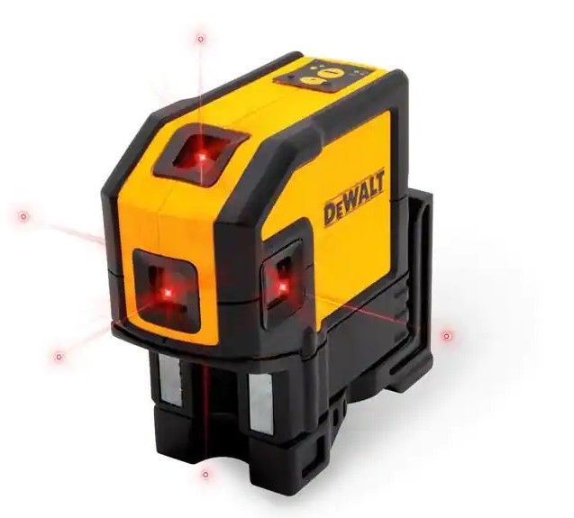 Photo 1 of 165 ft. Red Self-Leveling 5-Spot & Horizontal Line Laser Level with (3) AA Batteries & Case
