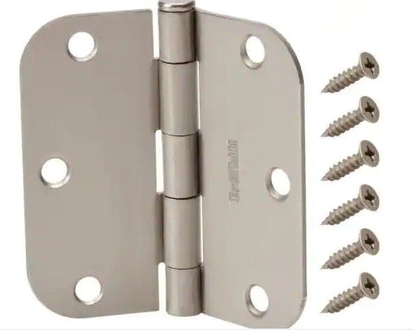 Photo 1 of 3-1/2 in. x 5/8 in. Radius Satin Nickel Door Hinge Value Pack (24 per Pack)
