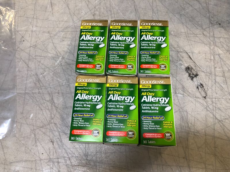 Photo 1 of GoodSense All Day Allergy, Cetirizine Hydrochloride Tablets, 10 mg, Antihistamine, 365 Count -- BB 07/2022, 6 PACK