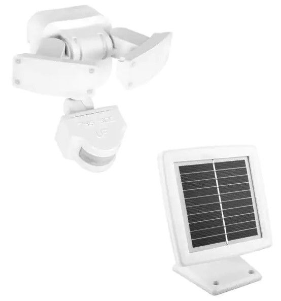 Photo 1 of 500 Lumens 180-Degree White Solar Powered Motion Activated Outdoor Integrated LED Flood Light
