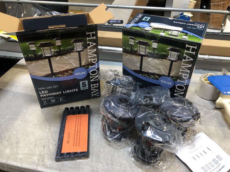 Photo 1 of Hampton Bay Solar Gray LED 10 Lumen Path Light (5-Count) -- 2 Pack