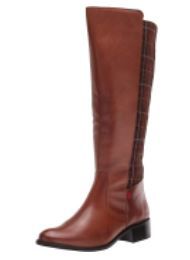 Photo 1 of Marc Joseph New York Women's Leather Luxury High Top Riding Boot with Plaid Detail Knee - gray blue plaid
size 5.5