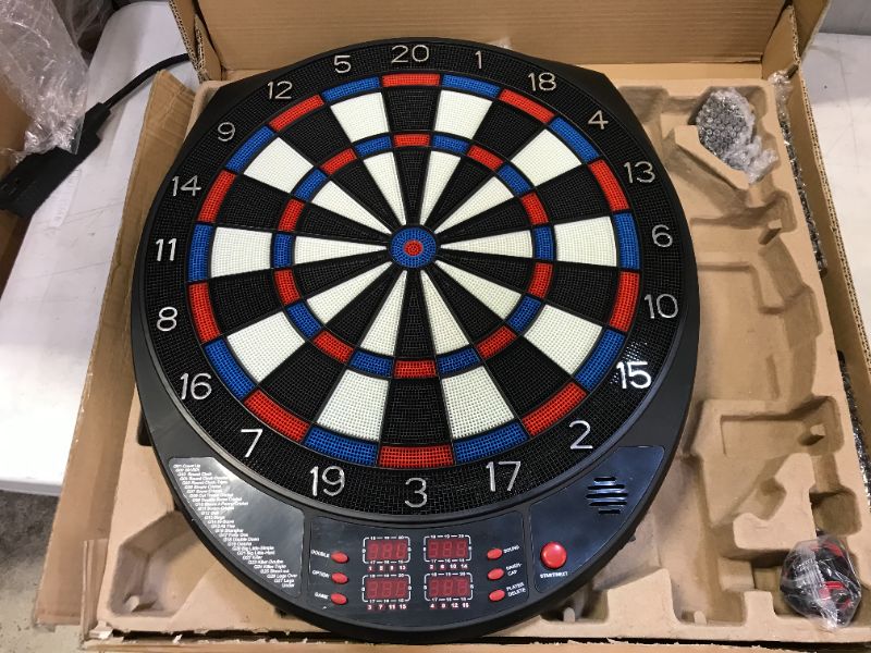 Photo 3 of Biange Electronic Dart Board, 18” Digital Dartboards Set Soft Tip Regulation Sized, 27 Games, 243 Variants with 6 18g Darts, 100 Tips, Support up to 16 Players
