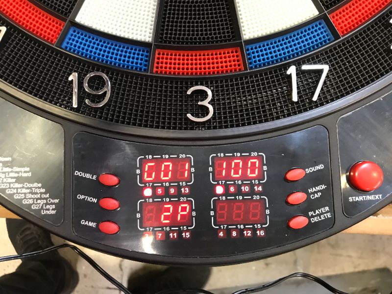 Photo 4 of Biange Electronic Dart Board, 18” Digital Dartboards Set Soft Tip Regulation Sized, 27 Games, 243 Variants with 6 18g Darts, 100 Tips, Support up to 16 Players
