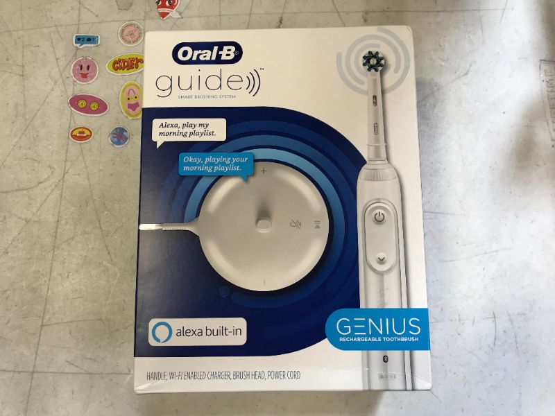 Photo 2 of Oral-B Electric Toothbrush, Alexa Built-In, Amazon Dash Replenishment Enabled, White, Smart Brushing System(factory sealed 
