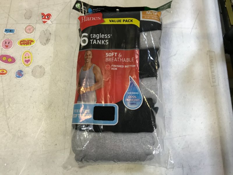 Photo 2 of Hanes Men's 6-Pack Tagless Cotton Tank Undershirt size M
