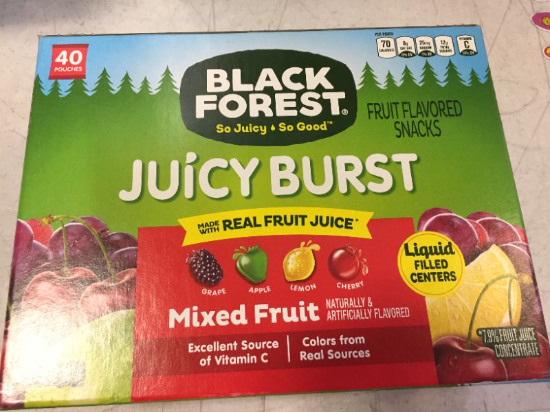 Photo 1 of Juicy Burst Fruit Flavored Snack Mixed Fruit 32 Oz 40/Box | 3 Boxes of: 40 best by date 09/24/2021

