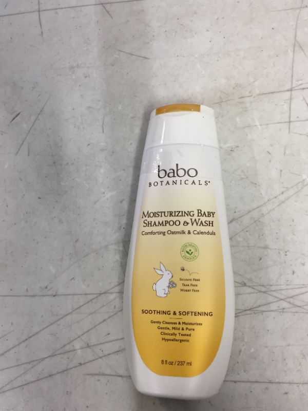 Photo 2 of Babo Botanicals Moisturizing Plant-Based 2-in-1 Shampoo & Wash - with Organic Calendula & Oat Milk - For Babies, Kids & Adults with Sensitive or Dry Skin & Scalp - Hypoallergenic & Vegan - 8 fl. oz. (factory sealed)
exp 05/2023