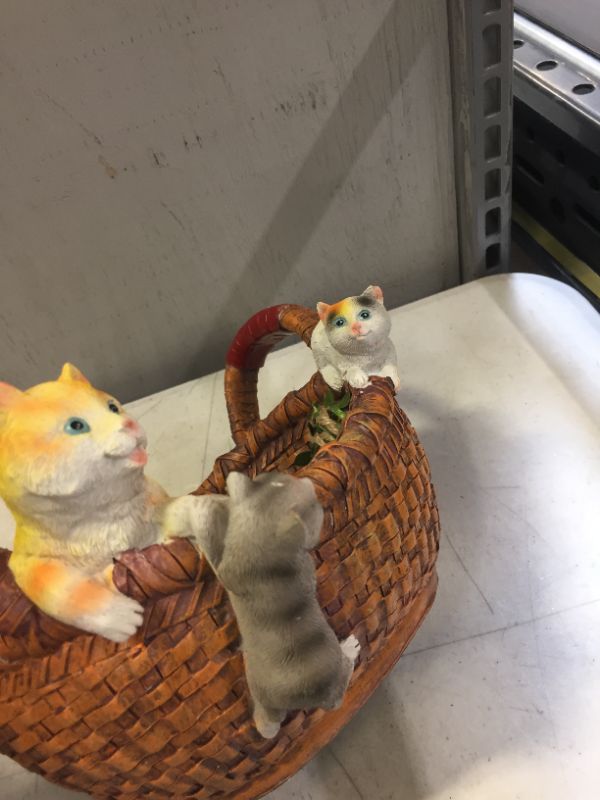 Photo 1 of Easter Egg Basket Easter Basket Decor Funny Garden Gnomes Outdoor Hanging Statue, Fairy Garden Cat Cradle Statue Lawn Courtyard Tree Decoration
