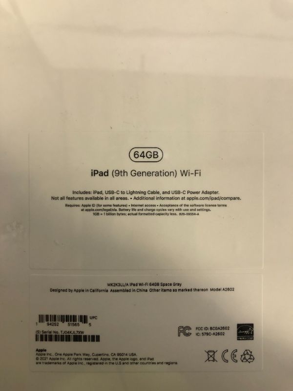 Photo 1 of 2021 Apple 10.2-inch iPad (Wi-Fi, 64GB) - Space Gray

