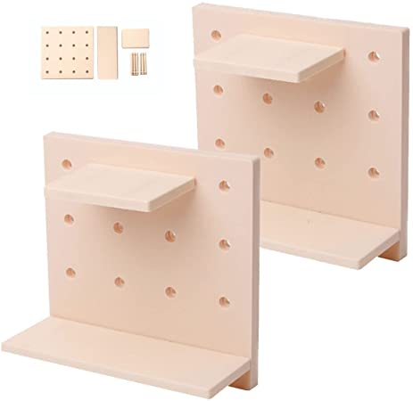 Photo 1 of 2-Pack- Hole Decorative Shelf,Variety Wall Shelf,Simple Style Floating Shelf,Assembly Home Decor Shelves ,Plastic Shelving,Hanging Shelves,can be Placed in Bathroom,Living Room,Bedroom,Kitchen, Beige
