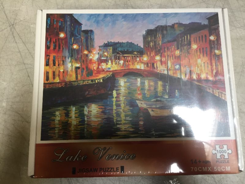 Photo 2 of 1000 Piece Jigsaw Puzzles for Adults, Large 70cm x 50cm 1000 Piece Puzzle Educational Game Toys and Unique Artwork for Families Adults Teens Age of 14 +, Venice Lake Side Oil Painting
