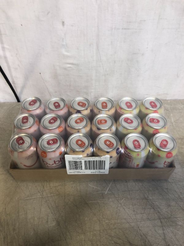 Photo 2 of (18 Cans) bubly bounce Caffeinated Sparkling Water, 3 Flavor Variety Pack, 12 fl EXP: 03/21/2022