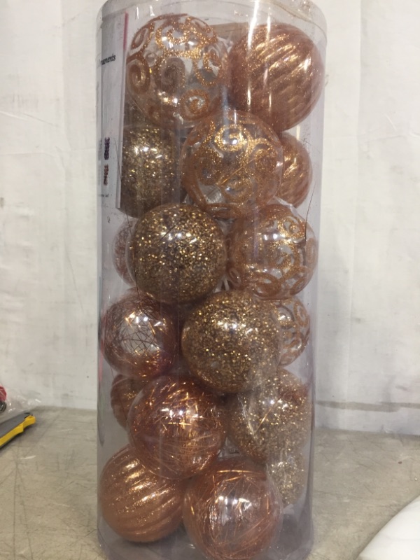 Photo 2 of 24ct Christmas Ball Ornaments Shatterproof Large Clear Plastic Hanging Ball Decorative with Stuffed Delicate Decorations (70mm/2.76" Champagne)