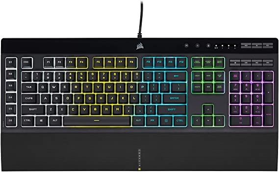 Photo 1 of CORSAIR K55 RGB PRO-Dynamic RGB Backlighting - Six Macro Keys with Elgato Stream Deck Software Integration-IP42 Dust and Spill Resistant-Detachable Palm Rest-Dedicated Media and Volume Keys, Black
