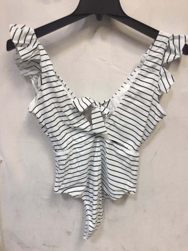 Photo 1 of CUPSHE Women's SWIMWEAR ONE PIECE STRIPED, BLACK AND WHITE, SIZE 