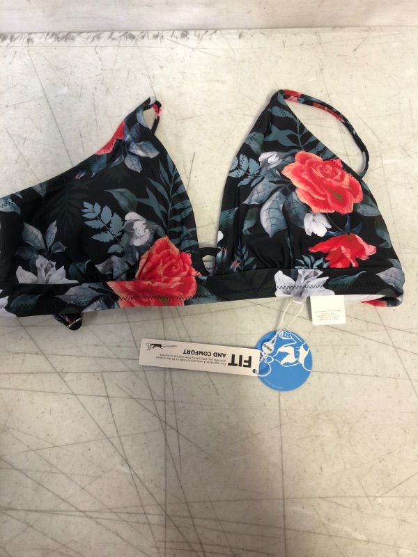 Photo 2 of Red Floral V-Neck Bikini Top, SIZE L