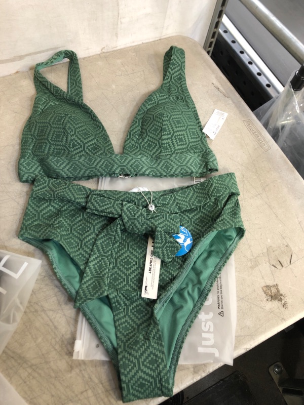 Photo 3 of Armani Green Back Hook High Waisted Bikini, SIZE M