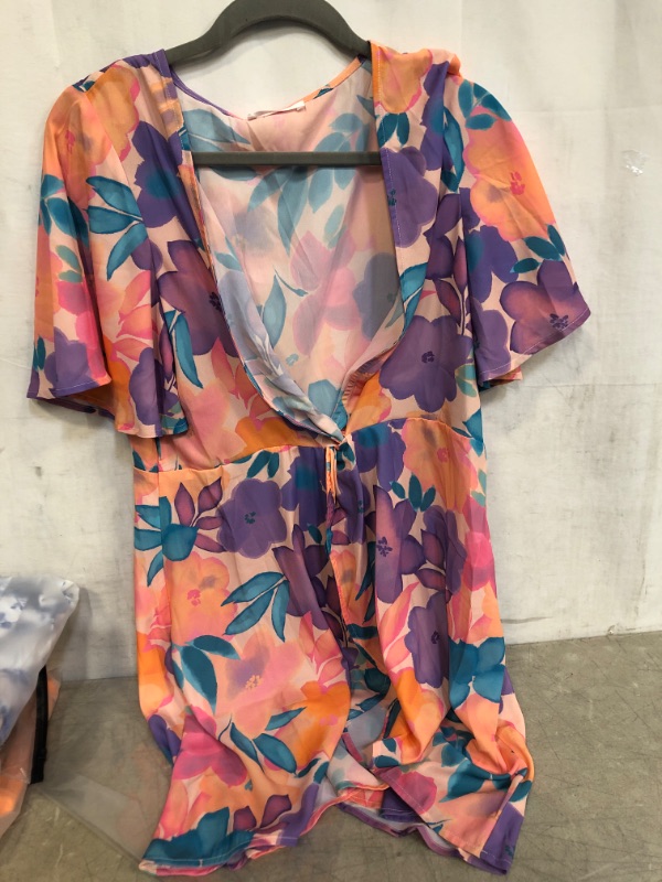 Photo 1 of Christa Plunge Bell Sleeve Fitted Waisted Short A-Shape Dress, SIZE L