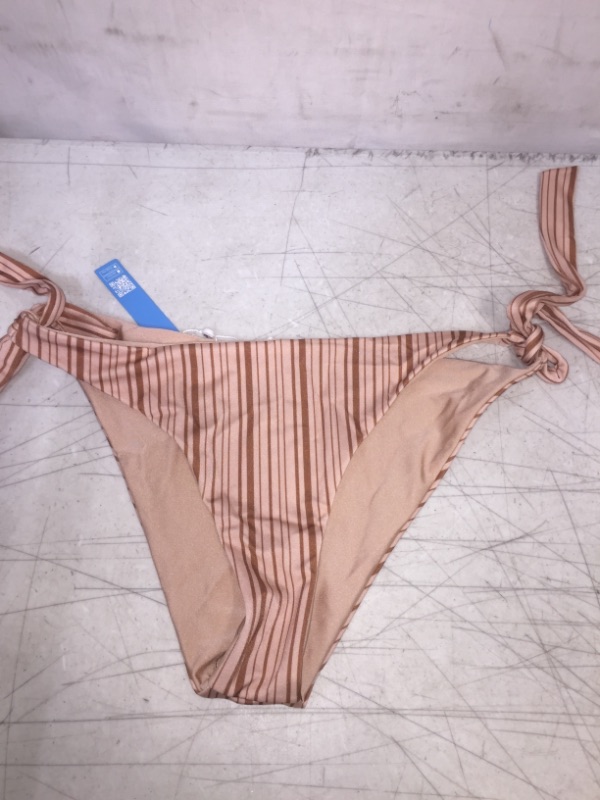 Photo 1 of CUPSHE SWIMWEAR BIKINI BOTTOM ONLY, TAN STRIPES, SIZE XL