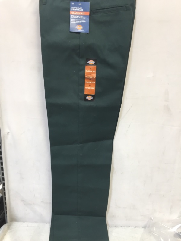 Photo 1 of Dickies Boys'  Flat Front Classic Fit Straight Leg Pant , GREEN SIZE 16