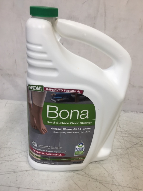 Photo 2 of Bona Hard-Surface Floor Cleaner Refill, for Stone Tile Laminate and Vinyl LVT/LVP, 128 Fl Oz
NO EXP DATE 