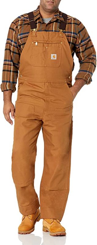 Photo 1 of Carhartt Men's Relaxed Fit Duck Bib Overall, WALNUT COLOR SIZE 36W X 36L