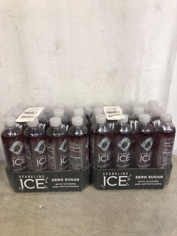Photo 2 of Sparkling ICE, Black Raspberry Sparkling Water, Zero Sugar Flavored Water, with Vitamins and Antioxidants, Low Calorie Beverage, 17 fl oz Bottles (Pack of 12), EXP 03/16/22, 2 COUNT 