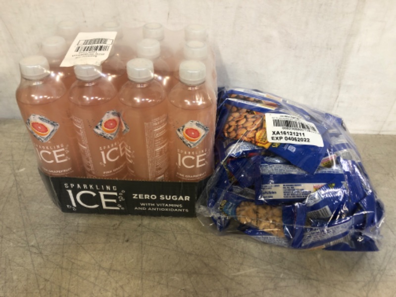 Photo 3 of 2PC LOT, MISC FOOD ITEMS, 
Sparkling Ice, Pink Grapefruit Sparkling Water, with Antioxidants and Vitamins, Zero Sugar, 17 fl oz Bottles (Pack of 12), 
EXP 04/25/22,

 PLANTERS SN VARIETY 3/36-1.75oz EXP 04/06/22
