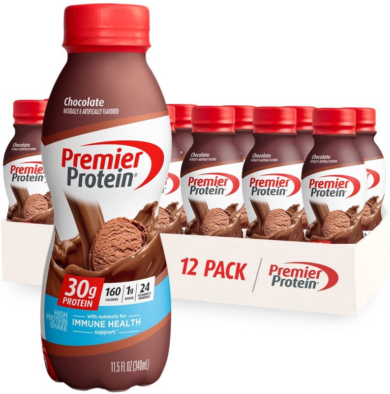 Photo 1 of 2PC LOT, Premier Protein Shake 30g Protein 1g Sugar 24 Vitamins Minerals Nutrients to Support Immune Health, Chocolate, 11.5 Fl Oz (Pack of 12) EXP 01/31/22, Milk-Bone Original Dog Treat Biscuits, Crunchy Texture Helps Clean Teeth EXP 02/13/22

