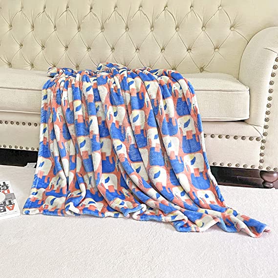 Photo 1 of BT.WA Kids Blanket Flannel Throw Blanket Soft Baby Blanket for Toddler Bed Lightweight Warm Children Blanket for Daycare Preschool Throw Blanket Suitable for All Season Use (Orange+Elephant, 40"x50")
