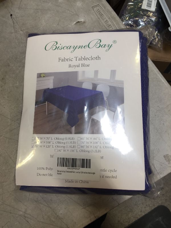 Photo 2 of Biscaynebay Textured Fabric Tablecloths 70 X 120 Inches Rectangular, Royal Blue Water Resistant Tablecloths for Dining, Kitchen, Wedding, Parties etc. Machine Washable ROYAL BLUE 