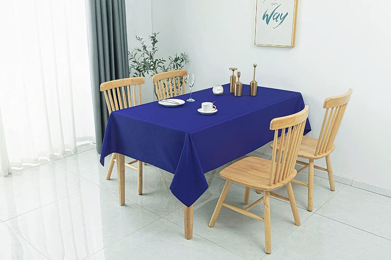 Photo 1 of Biscaynebay Textured Fabric Tablecloths 70 X 120 Inches Rectangular, Royal Blue Water Resistant Tablecloths for Dining, Kitchen, Wedding, Parties etc. Machine Washable ROYAL BLUE 