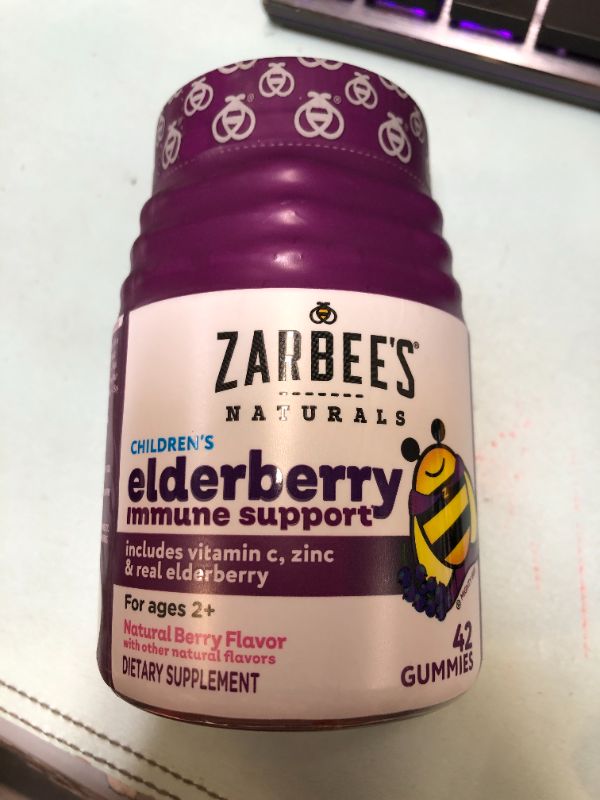 Photo 2 of Zarbee's Naturals Children's Elderberry Immune Support with Vitamin C & Zinc, Natural Berry Flavor, 42 Gummies EXP 05/2022