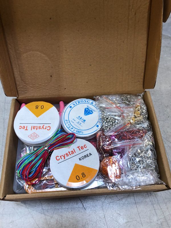 Photo 1 of Beads Jewelry Making Kit, Gacuyi Pony Glass Seed Beads Bugle Beads Crystal Chip Alphabet Letter Beads With Open Jump Rings Elastic String For Making Friendship Bracelet Earring DIY Art And Crafts Gift